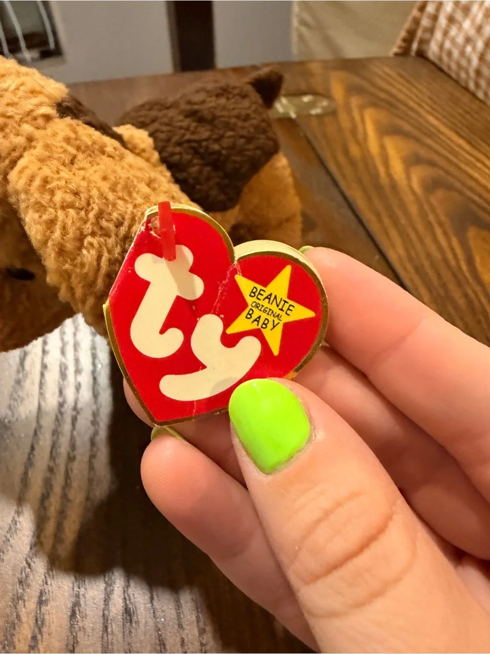 1996 Ty Beanie Baby Brown Plush Puppy - Soft Collectible Dog